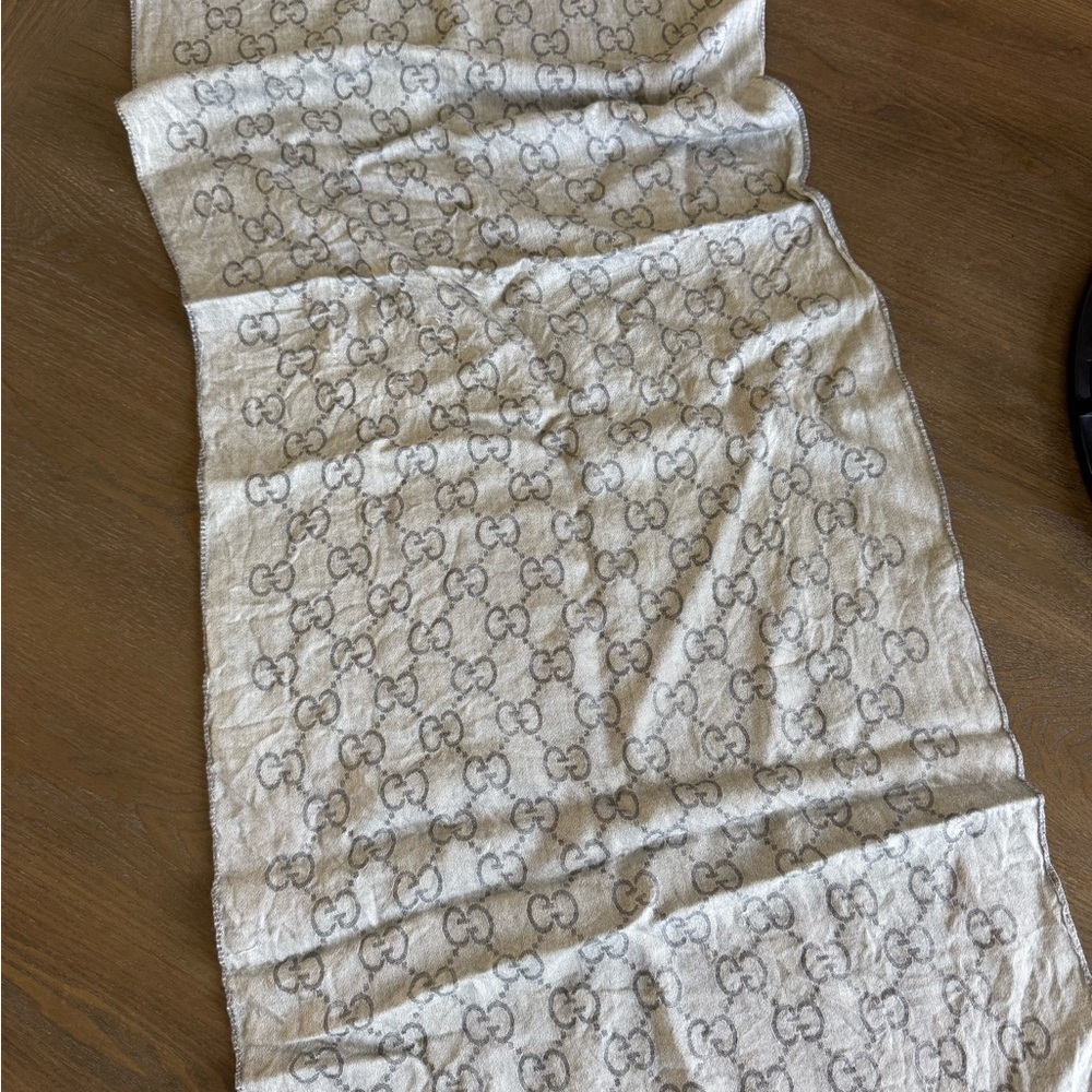 Gucci Light Gray  Monogrammed Scarf
